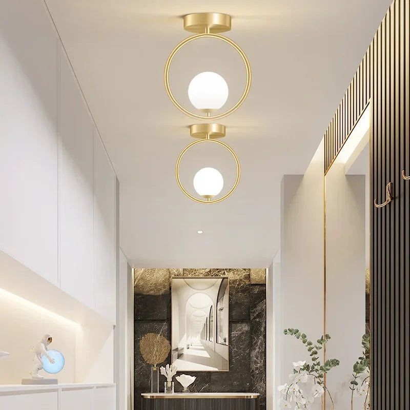 led verre white plafonnier decor chambre salon escalier balcon - vue 6 sur 10
