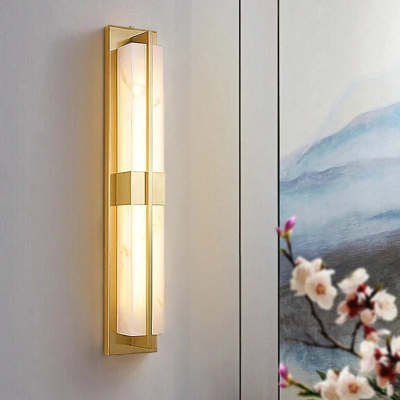 applique murale led en cuivre avec bande de marbre espagnole - vue 5 sur 12