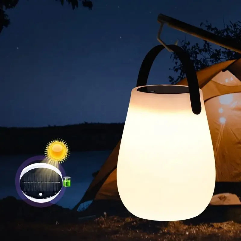 lanterne solaire rechargeable sans fil avec poignée en silicone