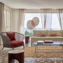 lampadaire en rotin tissé style asiatique pour intérieur moderne
