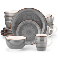 Service de table porcelaine vintage rayures 16 pieces