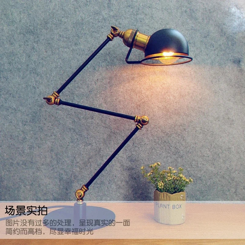 lampe à poser rétro en bronze style américain décorative - vue 5 sur 11