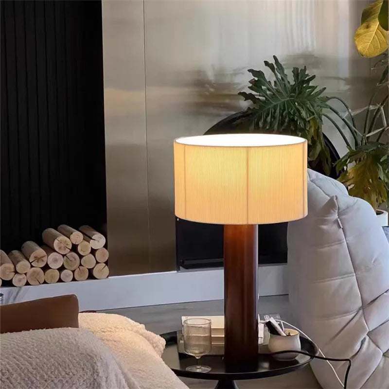 lampe à poser en bois massif style wabi sabi minimaliste - vue 4 sur 9