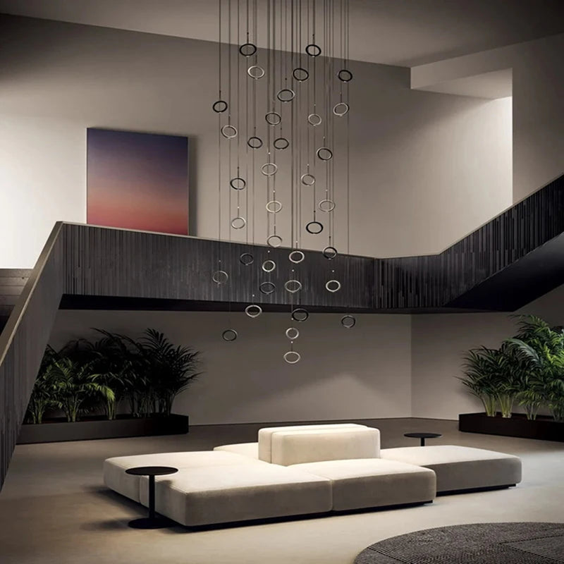 suspension anneau design art déco 4000k cordon réglable - vue 5 sur 10