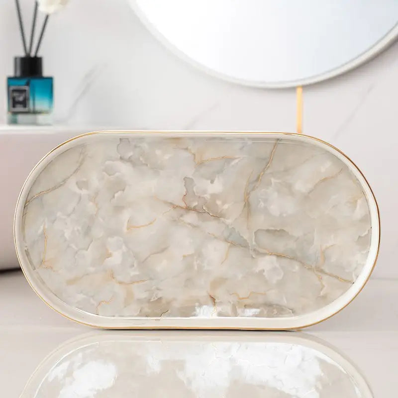 accessoires de salle de bain en céramique marbrée décorative et pratique - vue 17 sur 18