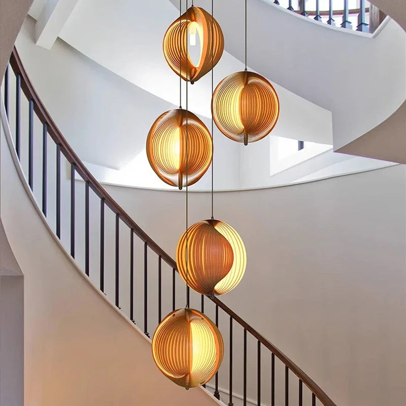 suspension en bois wabi sabi pour décoration intérieure moderne - vue 5 sur 22