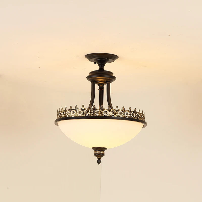 lustre led style campagnard américain en fer forgé et verre