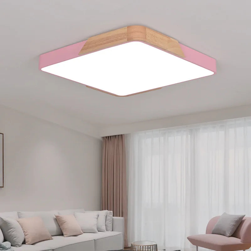 lustre d'art nordique en bois massif style macaron simple et moderne - vue 3 sur 11