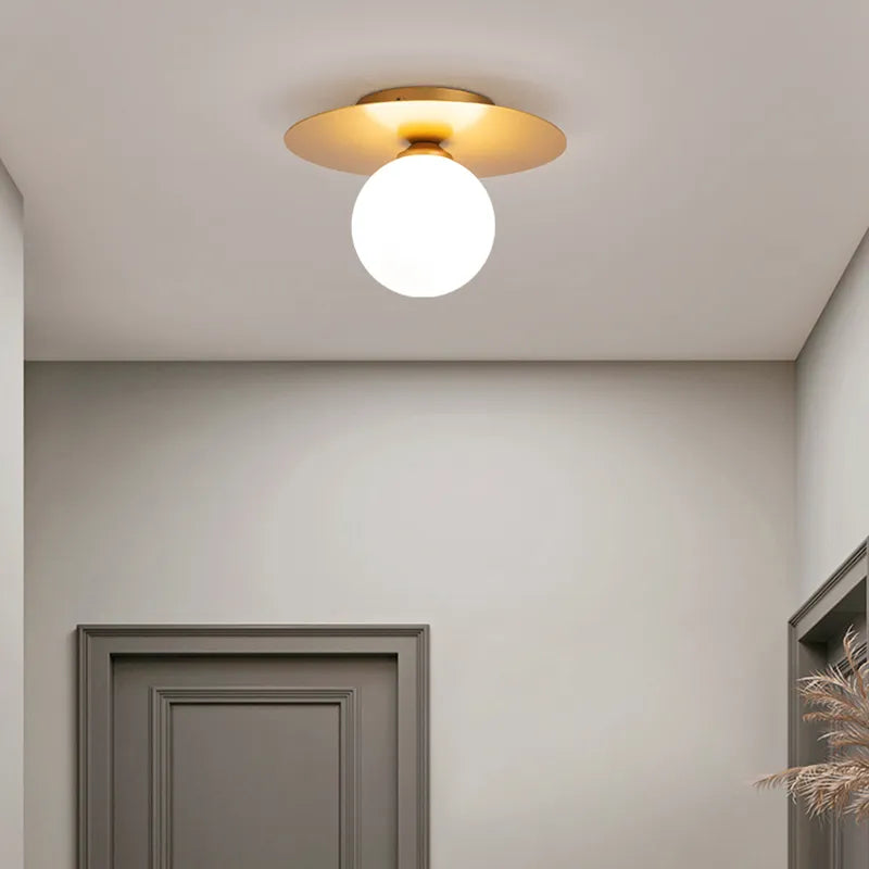 plafonnier led or noir boule verre intérieur chambre salon - vue 4 sur 10