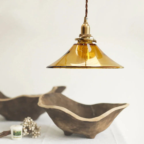Suspension en verre Vintage minimaliste à tête unique Cognac Shadelamp pour salon salle à manger chambre hôtel éclairage intérieur