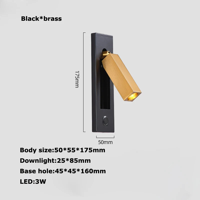 applique murale led rotative avec interrupteur pour lecture
