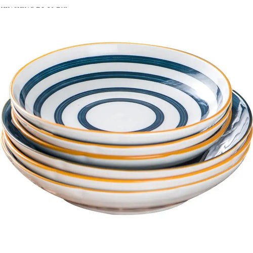 Assiette ronde porcelaine style japonais profonde 18 cm