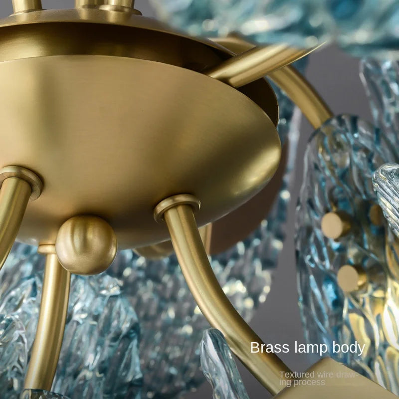 lustre de luxe moderne 2022 en laiton verre pour décoration maison - vue 6 sur 9
