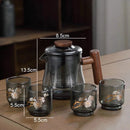Théière en verre portable avec tasses style moderne