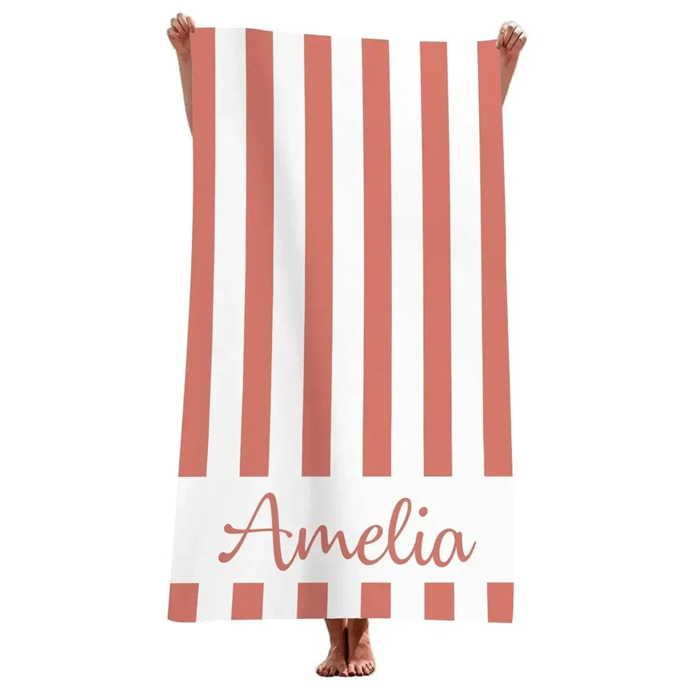 serviette de plage rayée personnalisée microfibre absorbante