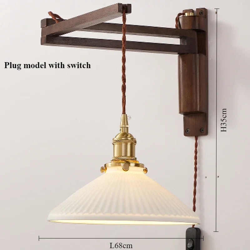 lampe moderne en bois de noyer avec lumière led décorative - vue 12 sur 21