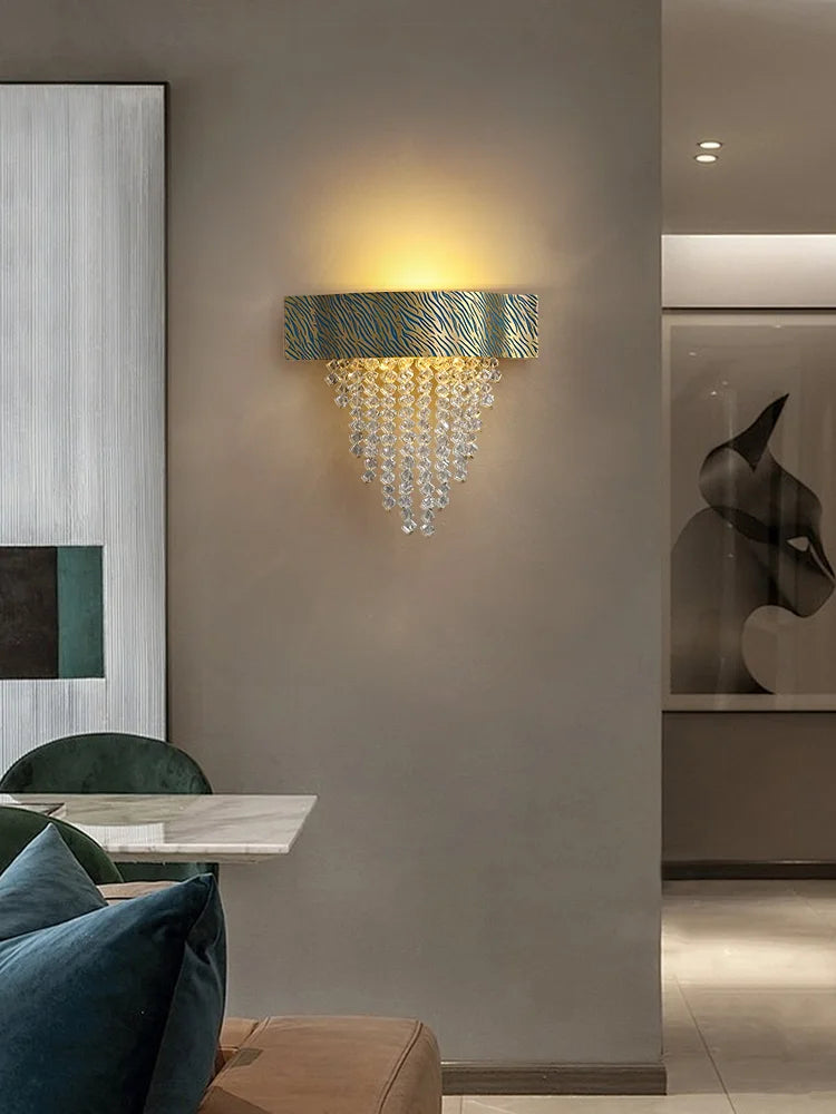 lustre en cristal et cuivre à led dimmable design moderne - vue 5 sur 20