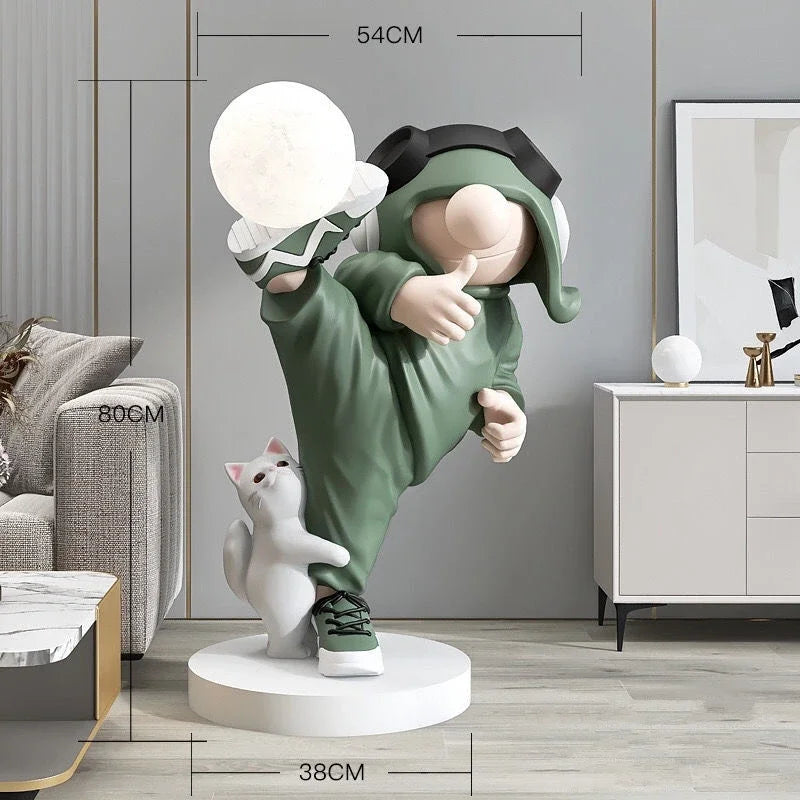 lampe de bureau astronaute sculpture moderne en résine décorative artisanale - vue 3 sur 8