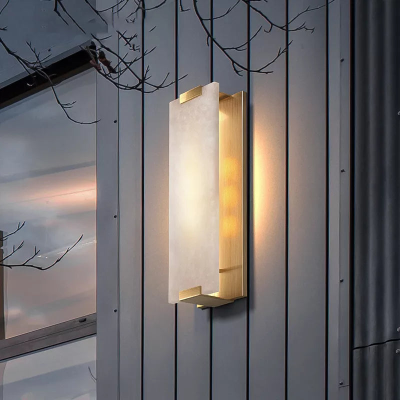 Applique murale LED rectangulaire en marbre naturel