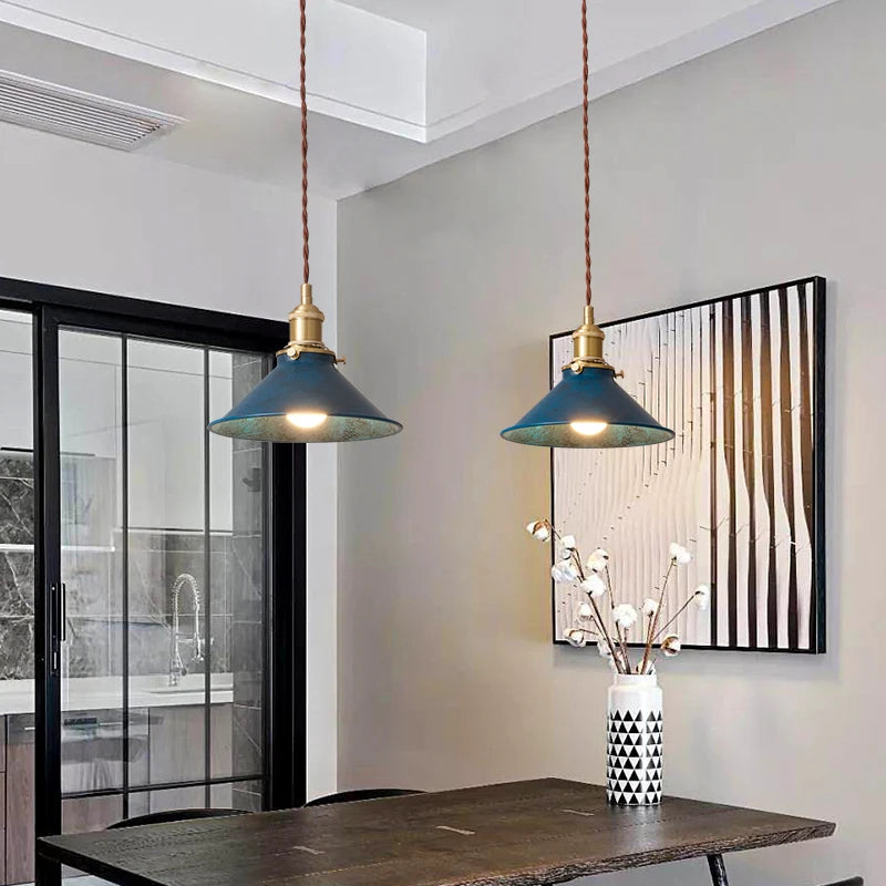 suspension loft luminaire vintage industriel avec abat-jour en métal - vue 4 sur 12