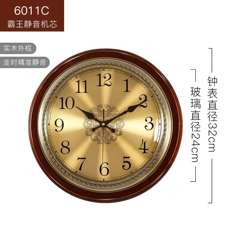 horloge murale en bois et métal style nordique rétro silencieuse - vue 14 sur 14
