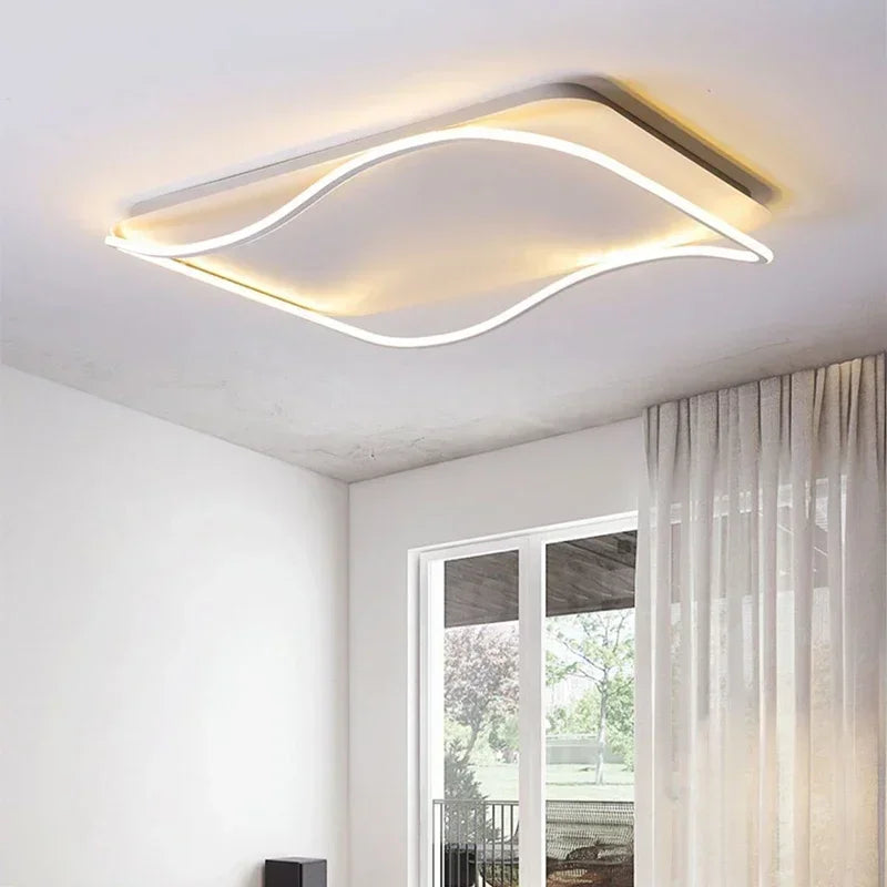 lustre moderne à leds pour décoration intérieure simple vague - vue 5 sur 20