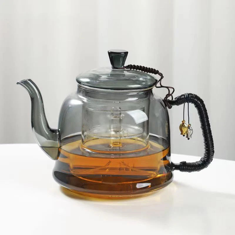Théière en verre borosilicate 1.2l infuseur double compartiment