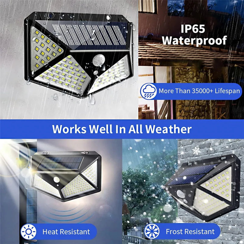 applique solaire extérieure étanche avec capteur de mouvement 100 led