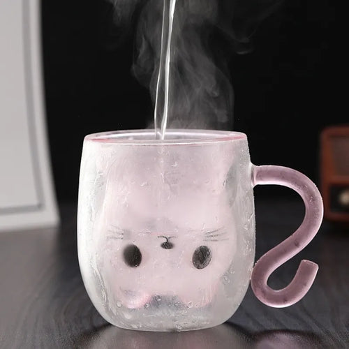 Mug chat double paroi verre 250 ml mignon