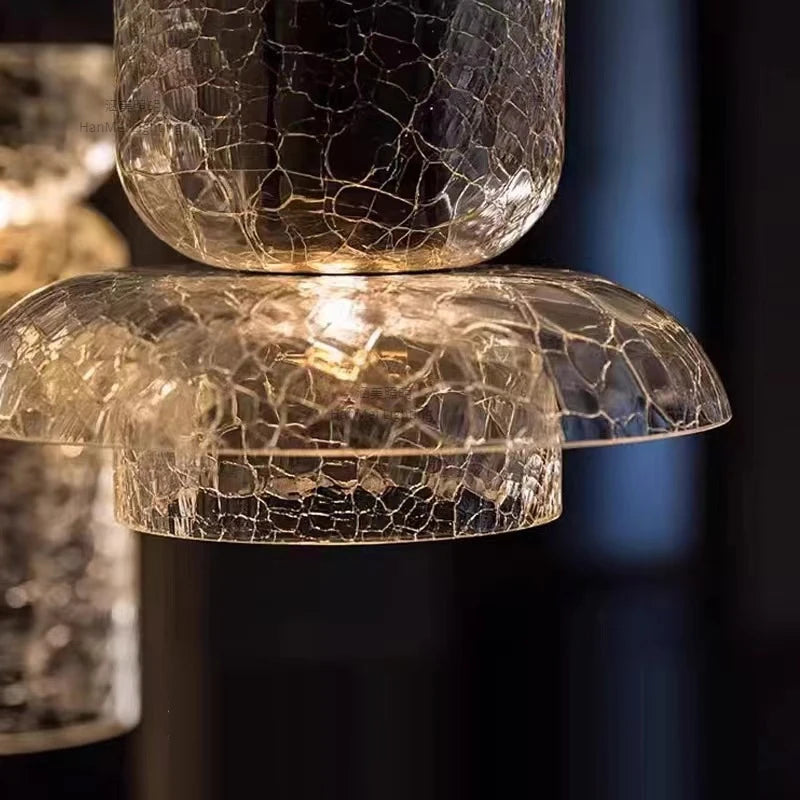 lustre moderne en verre craquelé pour intérieur élégant - vue 5 sur 9