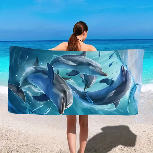 Serviette de plage motif animal microfibre séchage rapide