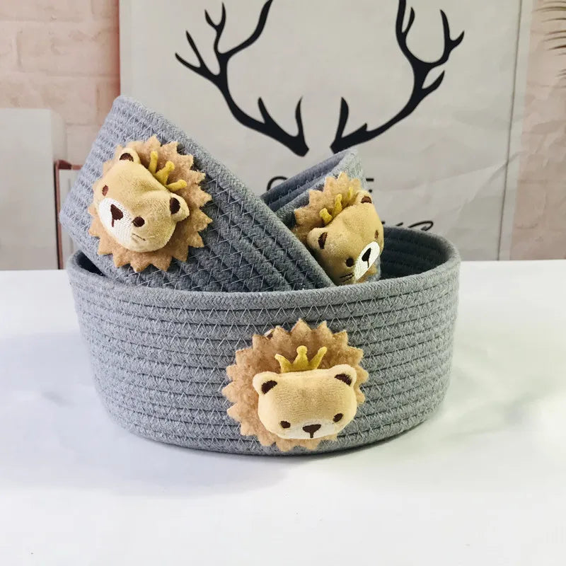 panier de rangement tissé animaux pour jouets et objets divers - vue 5 sur 21