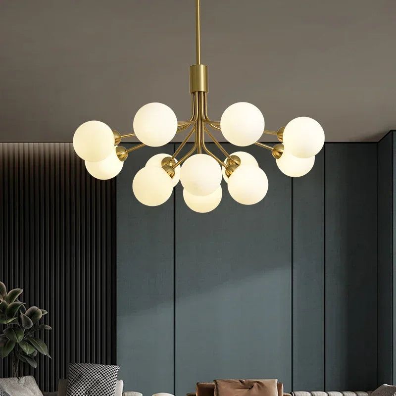 lustre moderne en verre à bulles et fleurs décoratif - vue 6 sur 12