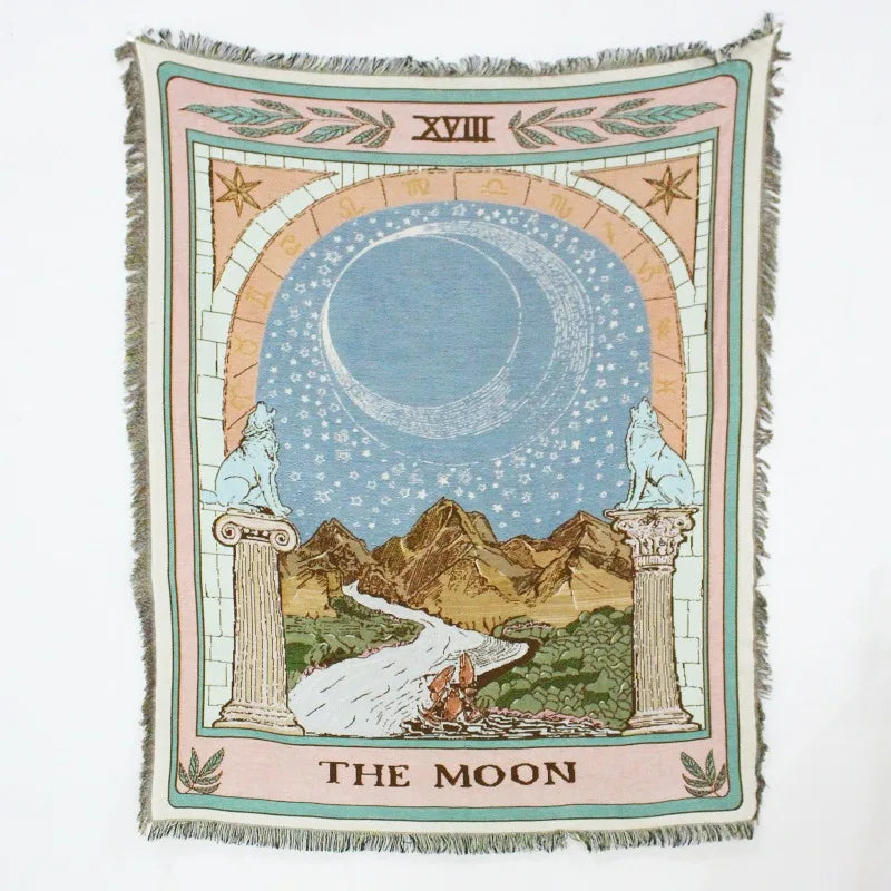 Plaid bohème motif paysage pour canapé salon chambre - vue 3 sur 7