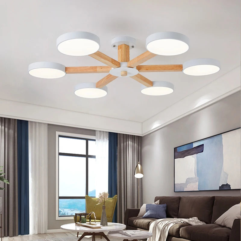 Plafonnier Led en bois au design moderne - vue 5 sur 15