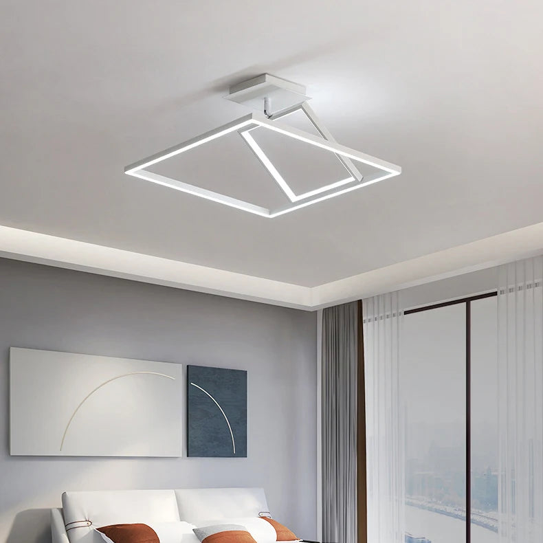 lustre carré minimaliste moderne avec éclairage dimmable - vue 5 sur 14