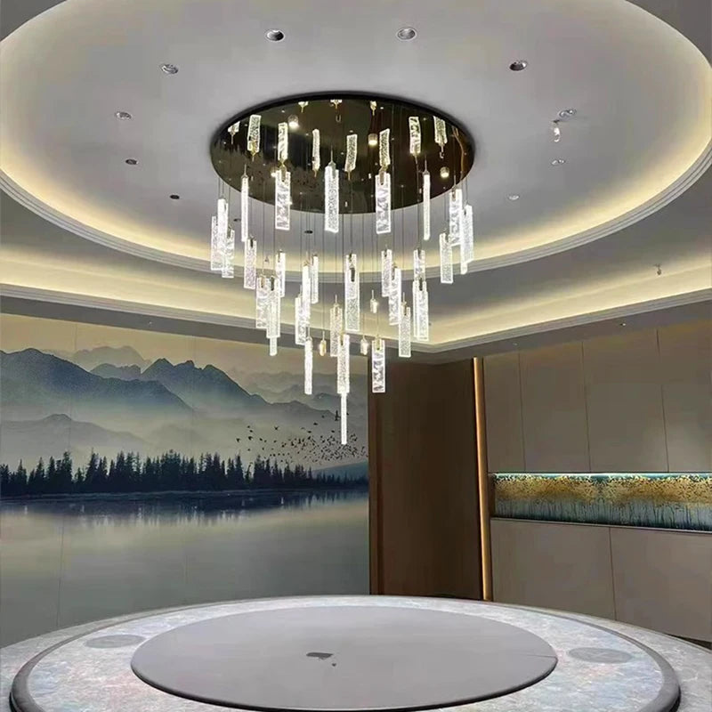 Lustre design Nordique à suspensions dorées tombantes - vue 6 sur 9