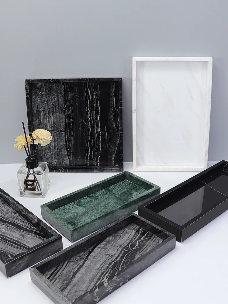 boîte de rangement en travertin et marbre naturel luxe