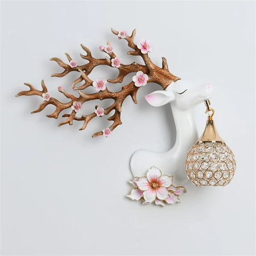 appliques murales modernes en résine style chinois cerf fortune