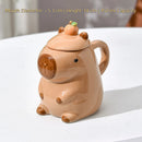 Mug capybara mignon en céramique avec couvercle cadeau