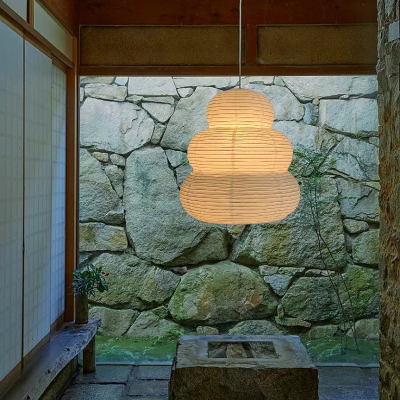 Noguchi Yong suspension lumières Akari Wabi-sabi plafonnier japonais papier de riz lustre pour salon décor à la maison suspension - vue 4 sur 9