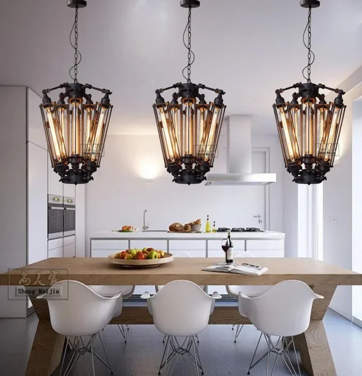 Edison ampoules lumières lustres suspension Art déco Abajur lumières noir moderne grandes lampes de Lustre créatives - vue 4 sur 6