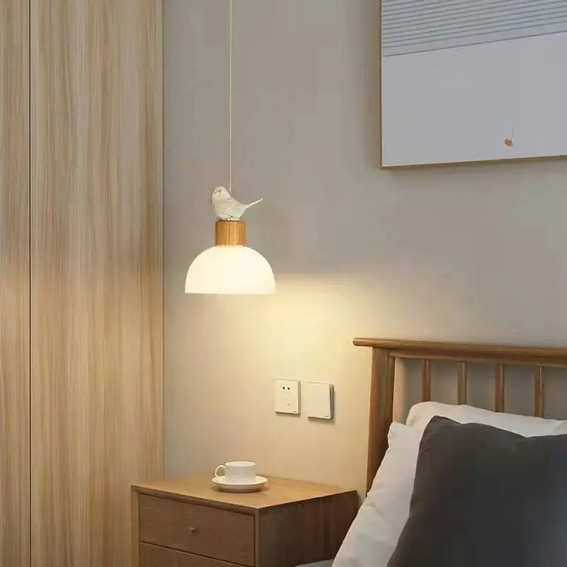 Suspension en verre nordique Led créative pour salle à manger cuisine Restaurant chambre chevet décor à la maison petit oiseau lampes suspendues - vue 4 sur 9