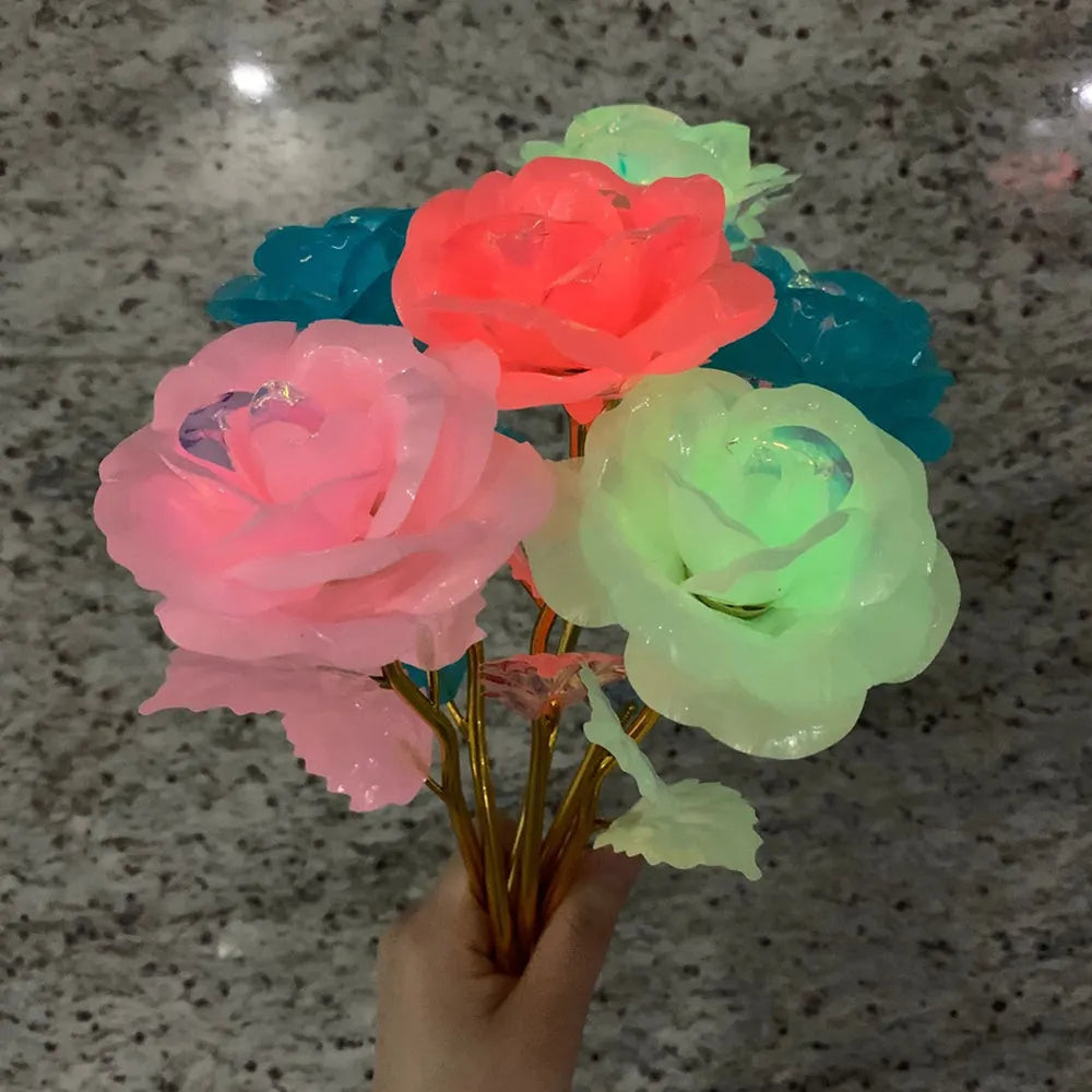 branche de rose lumineuse cadeau pour la saint valentin ou fête des mères - vue 4 sur 9