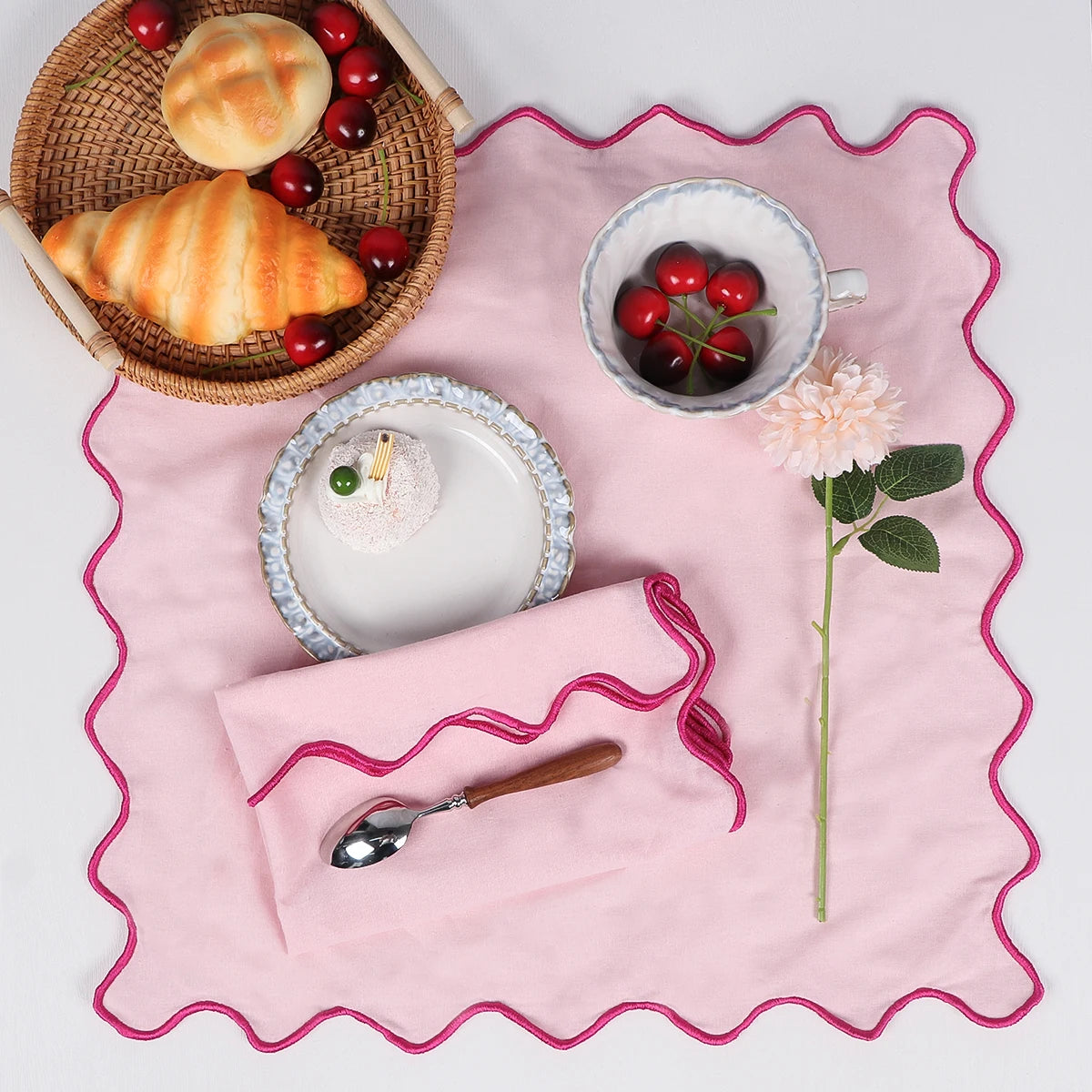 Serviette de table coton lin style naturel lot 4 - vue 7 sur 7