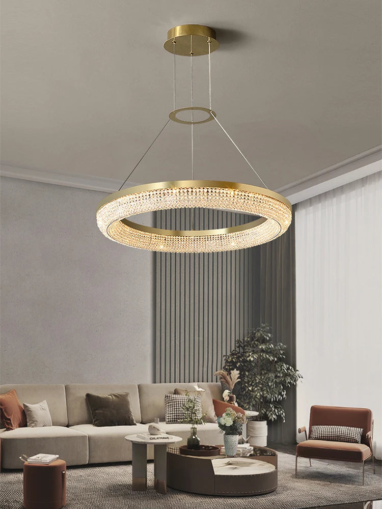 lustre de luxe led rond design moderne 	 pour intérieur - vue 3 sur 21