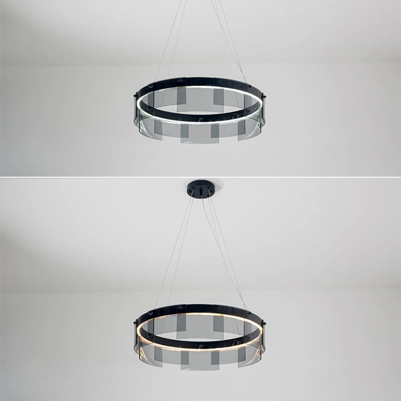 lustre design led en verre stratos pour intérieur