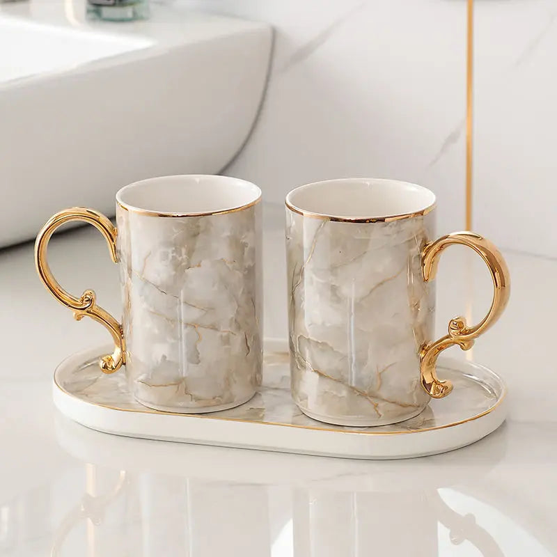 accessoires de salle de bain en céramique marbrée décorative et pratique - vue 7 sur 18