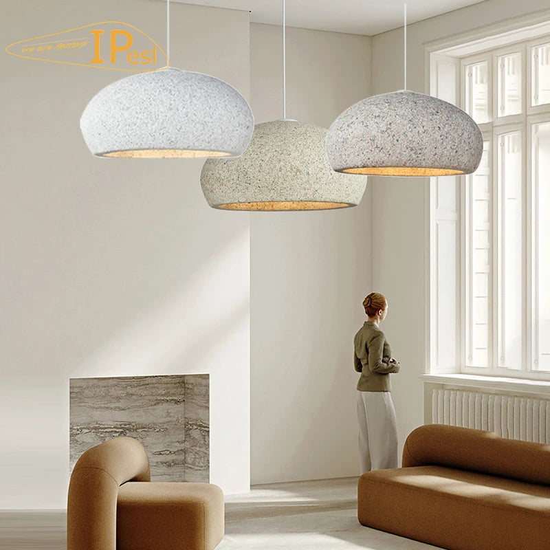 lustre moderne en résine suspension minimaliste nordique wabi-sabi