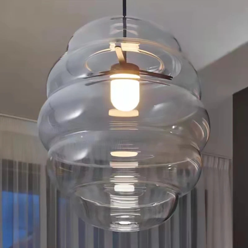 suspension en verre transparent pour restaurant avec fil réglable